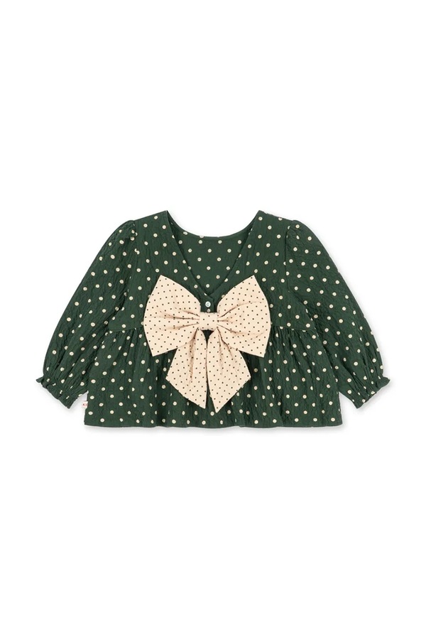 Блузка детская хлопковая с эластаном Konges Sløjd ELIN BOW BLOUSE GOTS цвет зеленый фото 2