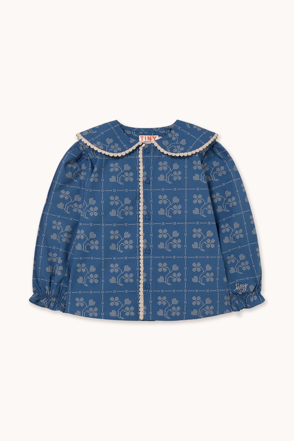 Блузка дитяча бавовняна Tinycottons DOTS FLOWERS BLOUSE колір блакитний фото 2