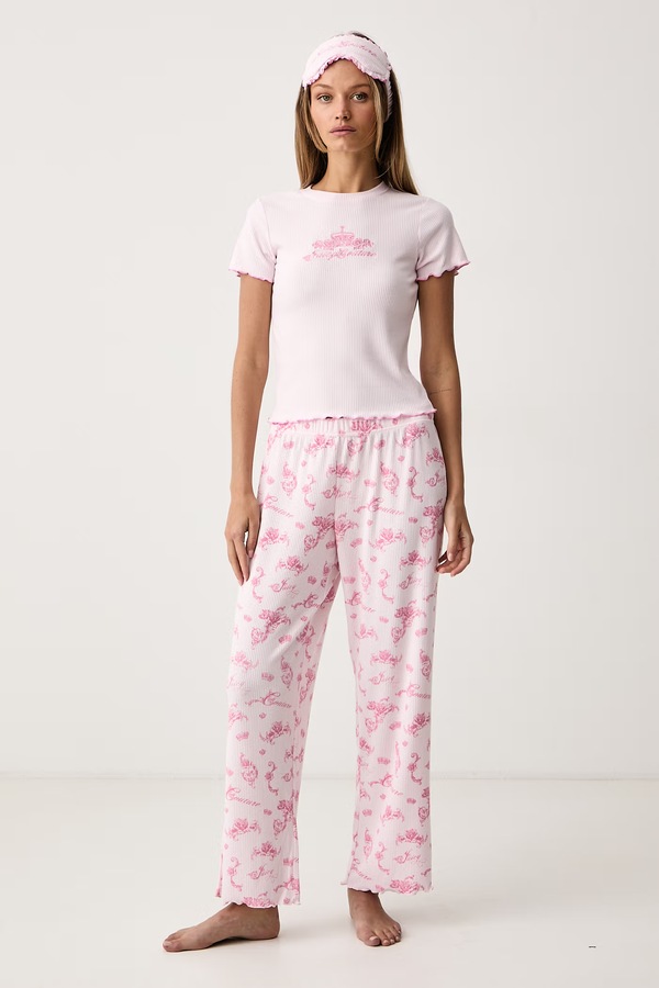 Роздільна піжама жіноча Juicy Couture ROSE RIB SET колір рожевий