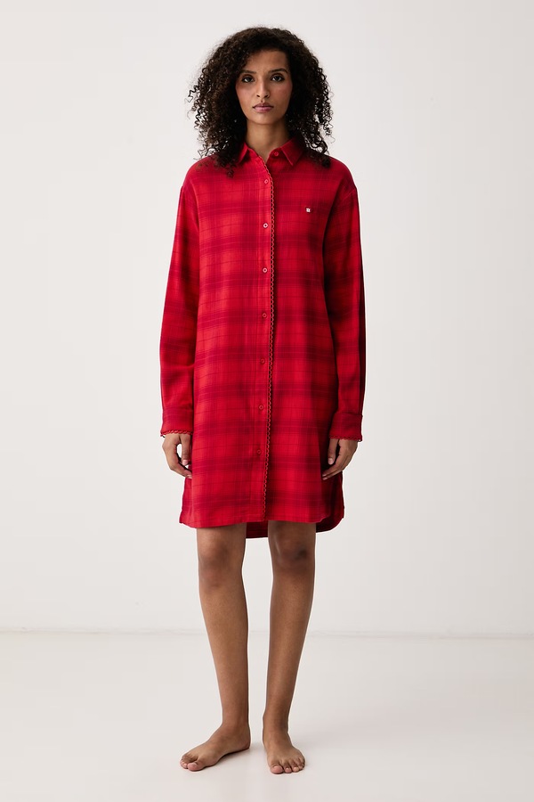 Нічна сорочка жіноча бавовняна з еластаном HUGO FLANNEL NIGHTY колір червоний