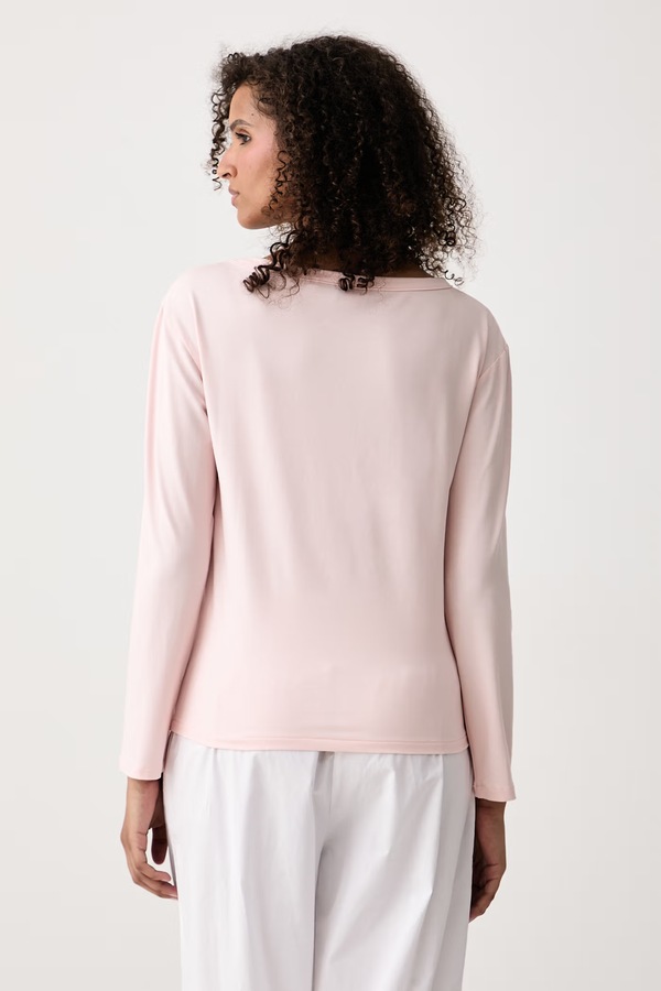 Піжамний лонгслів жіночий з модалем HUGO CASUAL LS-SHIRT колір рожевий фото 3