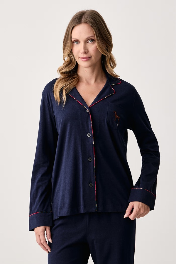 Роздільна піжама жіноча з бавовною Lauren Ralph Lauren колір темно-синій фото 2