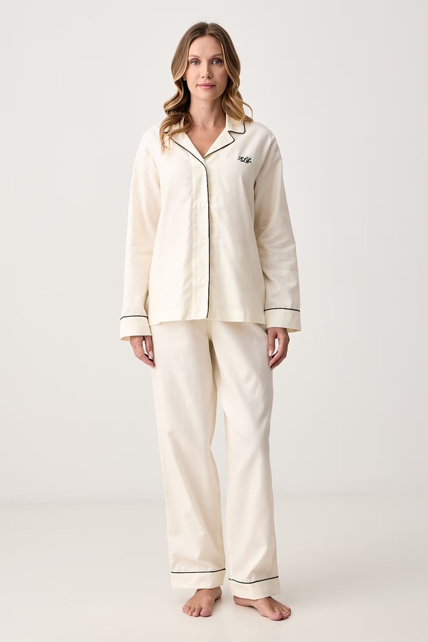 Роздільна піжама жіноча бавовняна Lauren Ralph Lauren колір бежевий