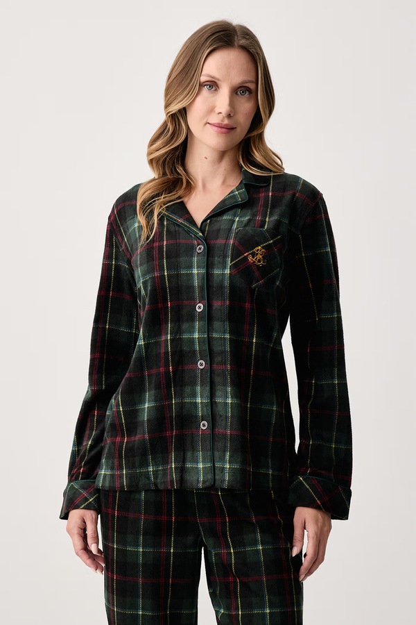 Роздільна піжама жіноча флісова Lauren Ralph Lauren колір зелений фото 2