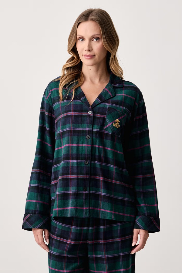 Роздільна піжама жіноча з бавовною Lauren Ralph Lauren колір зелений фото 2
