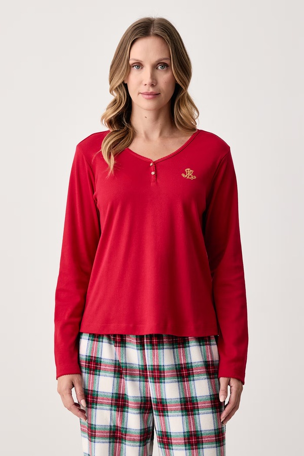 Роздільна піжама жіноча Lauren Ralph Lauren колір червоний фото 2