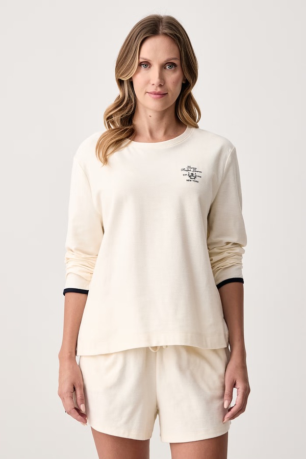 Роздільна піжама жіноча бавовняна Lauren Ralph Lauren колір бежевий фото 2