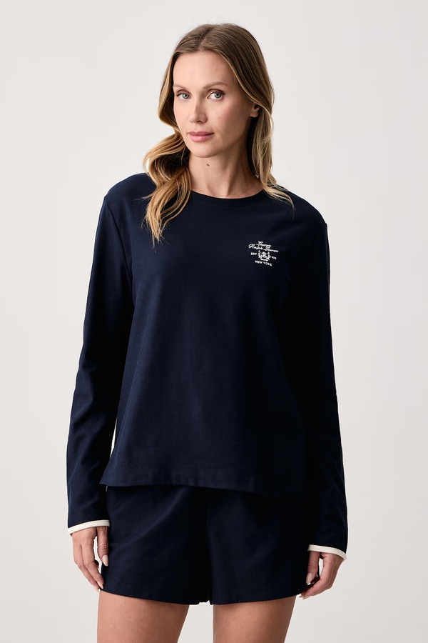 Роздільна піжама жіноча бавовняна Lauren Ralph Lauren колір темно-синій фото 2