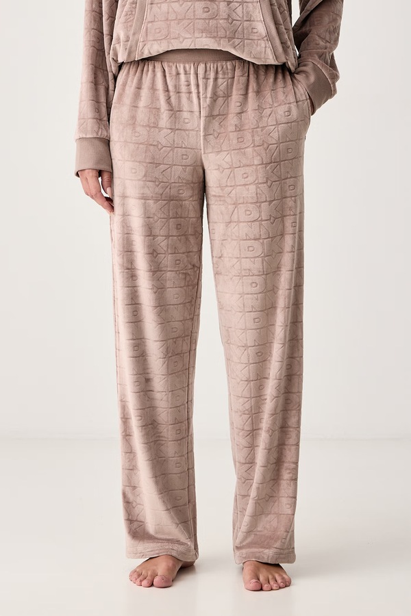 Комплект loungwear жіночий велюровий DKNY колір бежевий фото 3
