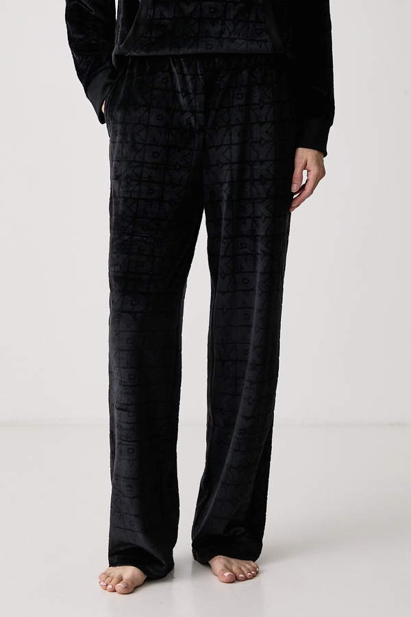 Комплект loungwear жіночий велюровий DKNY колір чорний фото 3