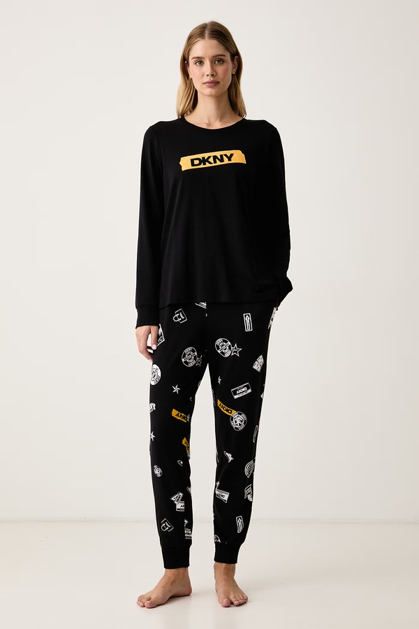 Раздельная пижама женская с хлопком DKNY цвет черный