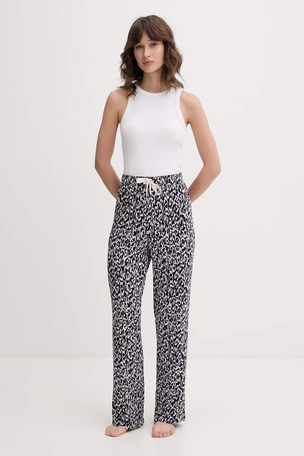 Піжамні штани жіночі з віскозою BOSS CI Design_Pants колір темно-синій