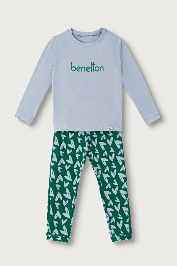 Роздільна піжама дитяча з бавовною United Colors of Benetton колір рожевий