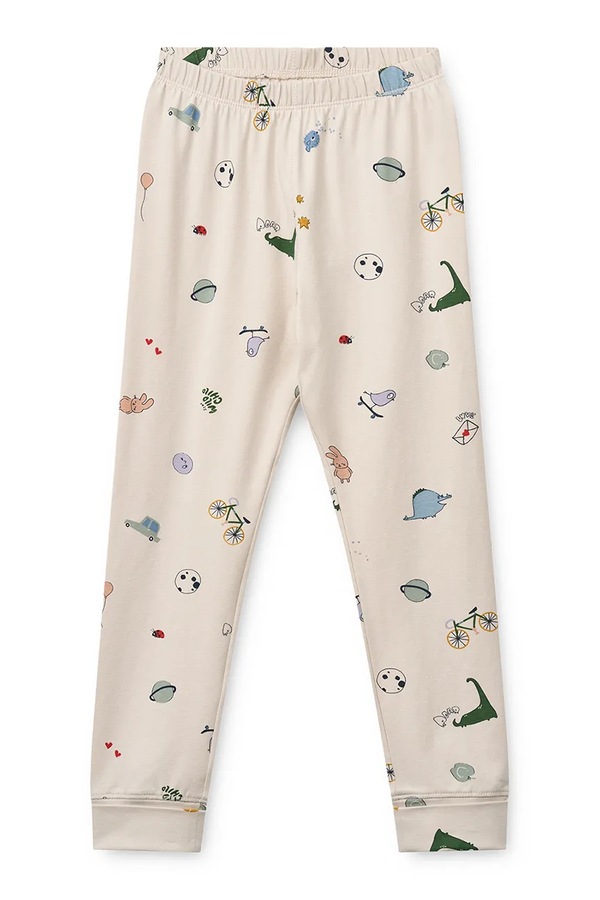 Роздільна піжама дитяча бавовняна з еластаном Liewood Wilhelm Grow Printed Pyjamas Set колір бежевий фото 3