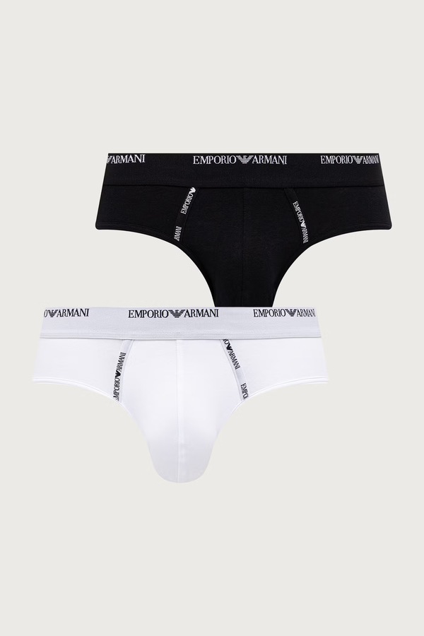 Сліпи чоловічі бавовняні з еластаном 2 шт. Emporio Armani Underwear колір чорний