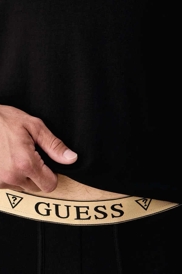 Роздільна піжама чоловіча бавовняна з еластаном Guess колір чорний фото 4