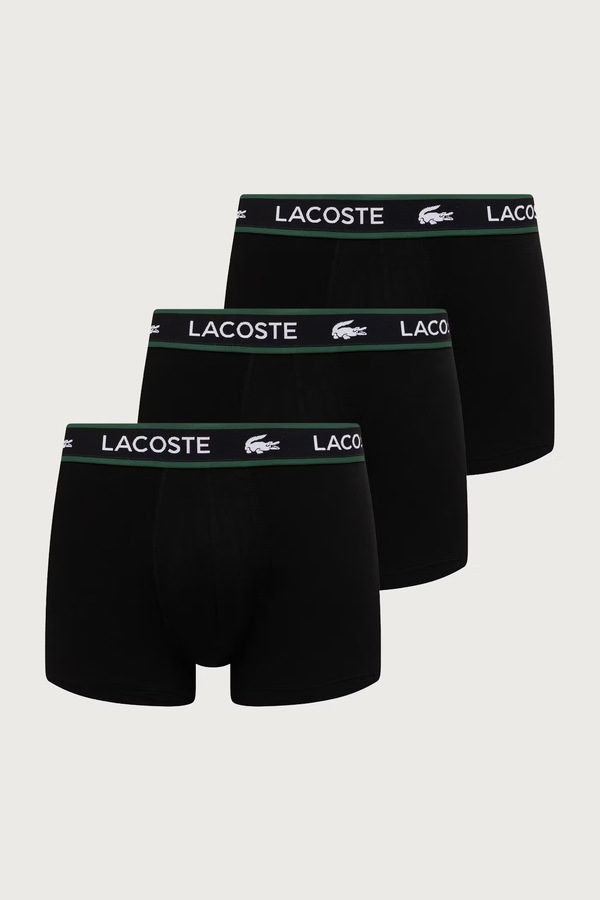 Боксери чоловічі бавовняні з еластаном 3 шт. Lacoste колір чорний