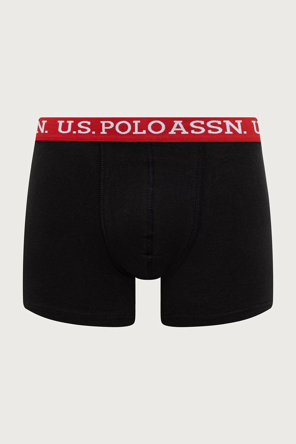 Облегающие боксеры мужские с хлопком CONTRAST BRAND WAISTBAND 3 шт. U.S. Polo Assn. цвет черный
