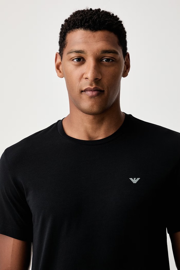 Роздільна піжама чоловіча бавовняна з еластаном Emporio Armani Underwear колір чорний фото 4