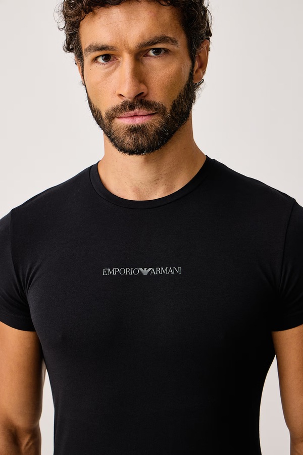 Раздельная пижама мужская с хлопком Emporio Armani Underwear цвет черный фото 2