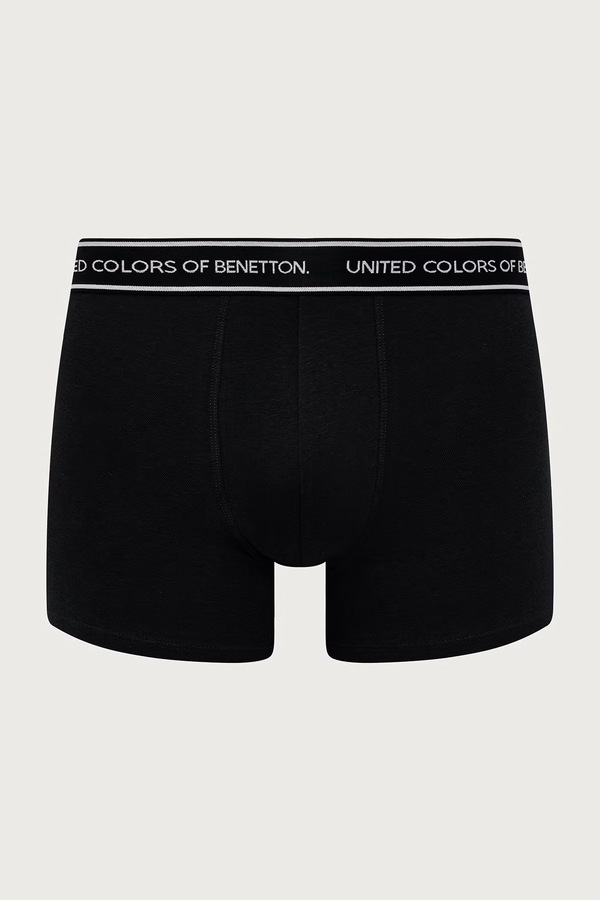Облягаючі боксери чоловічі бавовняні з еластаном 3 шт. United Colors of Benetton колір чорний