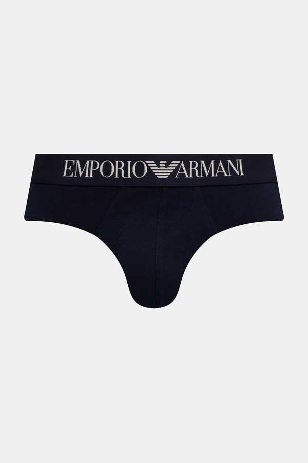Сліпи чоловічі бавовняні з еластаном 2 шт. Emporio Armani Underwear колір темно-синій