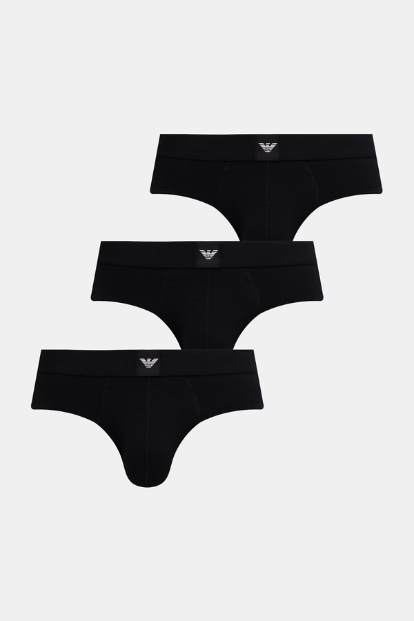 Слипы мужские с хлопком 3 шт. Emporio Armani Underwear цвет черный