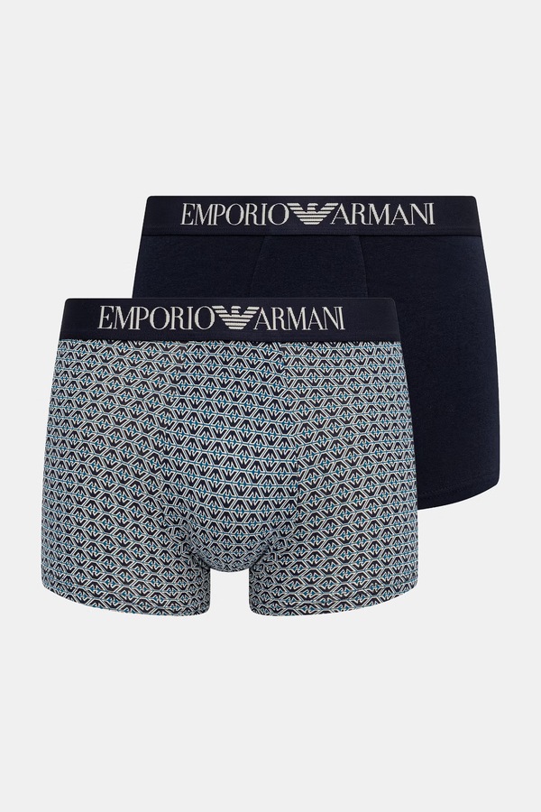 Облегающие боксеры мужские хлопковые с эластаном 2 шт. Emporio Armani Underwear цвет темно-синий