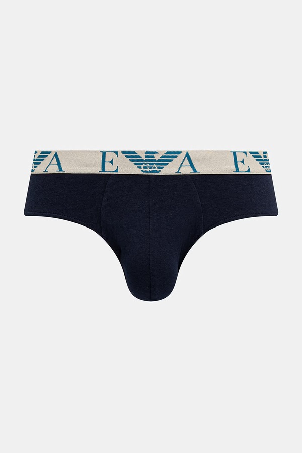 Сліпи чоловічі бавовняні з еластаном 3 шт. Emporio Armani Underwear колір блакитний