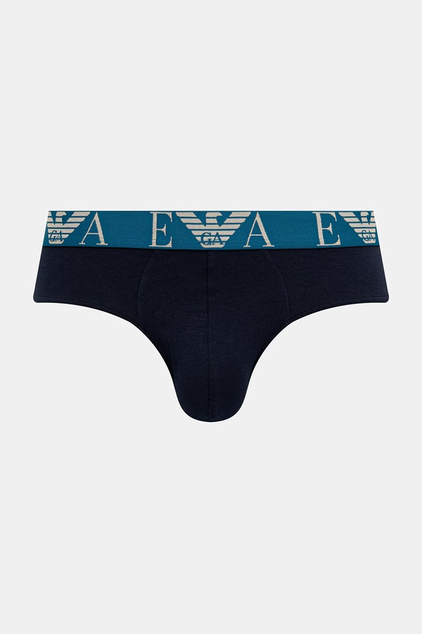 Сліпи чоловічі бавовняні з еластаном 3 шт. Emporio Armani Underwear колір блакитний фото 2