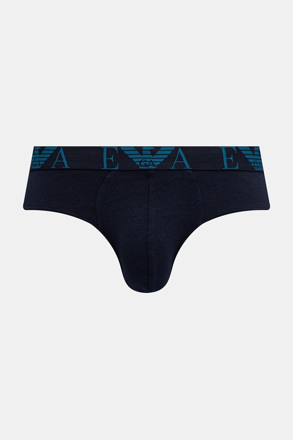 Сліпи чоловічі бавовняні з еластаном 3 шт. Emporio Armani Underwear колір блакитний фото 4
