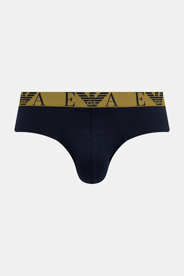 Сліпи чоловічі бавовняні з еластаном 3 шт. Emporio Armani Underwear колір темно-синій фото 4