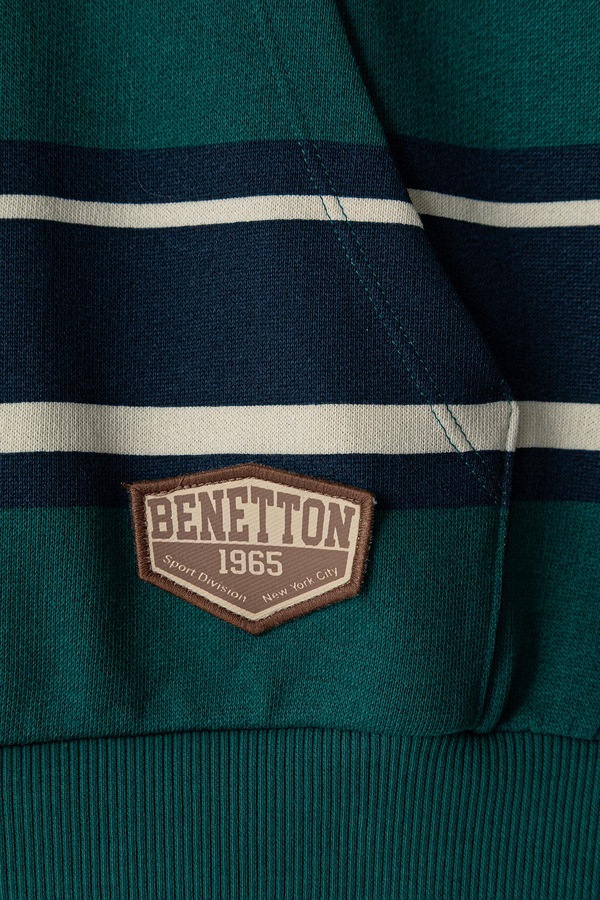 Кофта з капюшоном дитяча бавовняна United Colors of Benetton колір бірюзовий фото 2