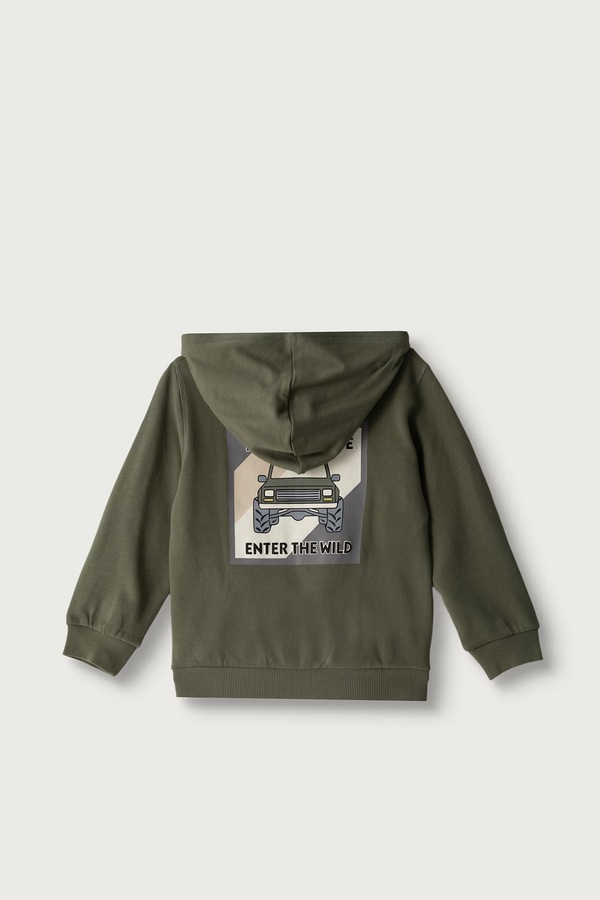 Кофта на застібці з капюшоном дитяча бавовняна United Colors of Benetton колір зелений