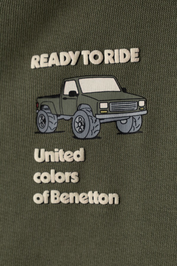 Кофта на застібці з капюшоном дитяча бавовняна United Colors of Benetton колір зелений фото 2