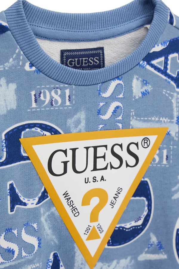 Кофта с капюшоном детская хлопковая Guess цвет голубой фото 2