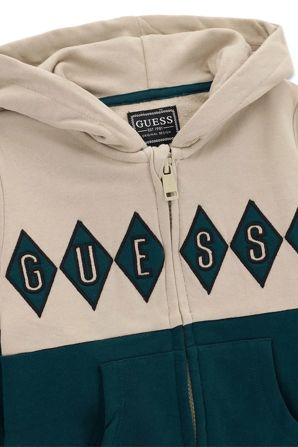 Кофта на застібці з капюшоном дитяча Guess колір зелений фото 2