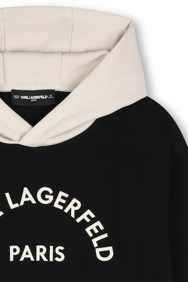 Кофта з капюшоном дитяча з бавовною Karl Lagerfeld колір чорний фото 2
