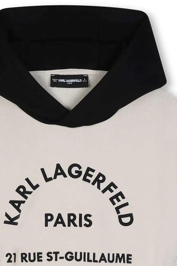 Кофта с капюшоном детская с хлопком Karl Lagerfeld цвет бежевый фото 2