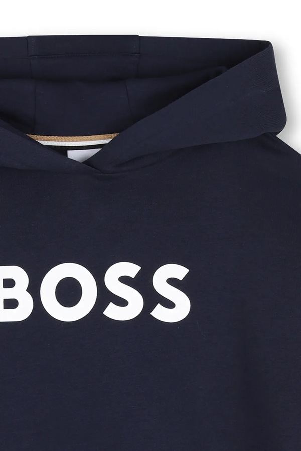 Кофта з капюшоном дитяча з бавовною BOSS колір темно-синій фото 2