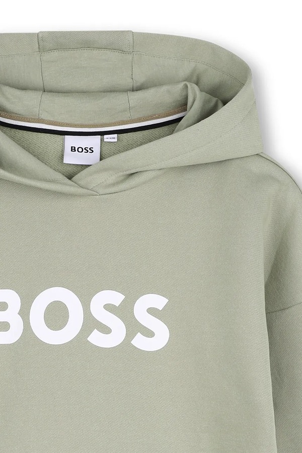 Кофта з капюшоном дитяча з бавовною BOSS колір зелений фото 3