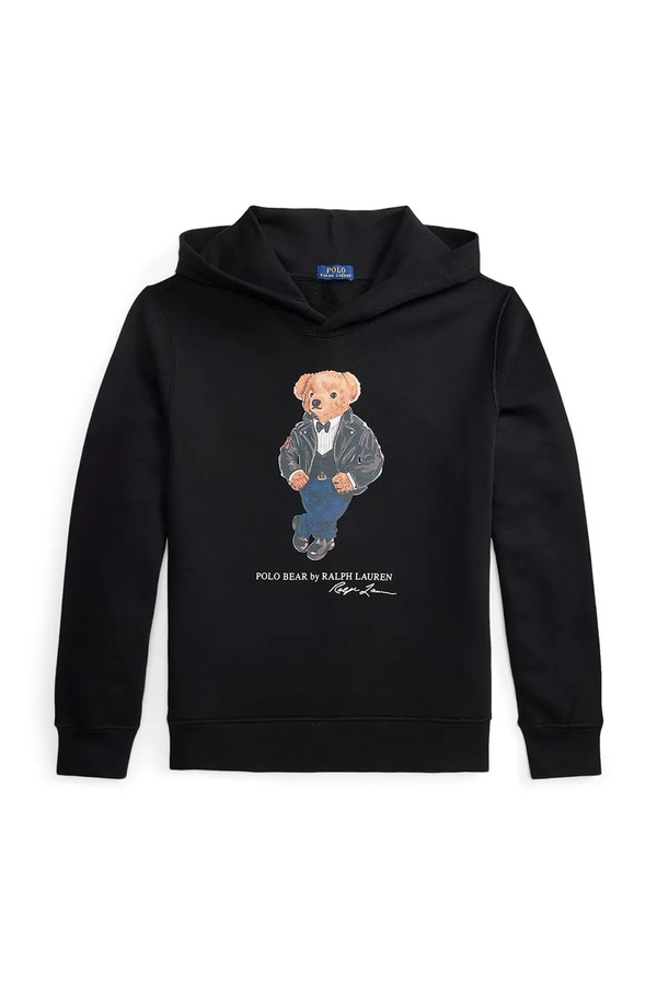 Кофта з капюшоном дитяча з бавовною Polo Ralph Lauren колір чорний фото 2