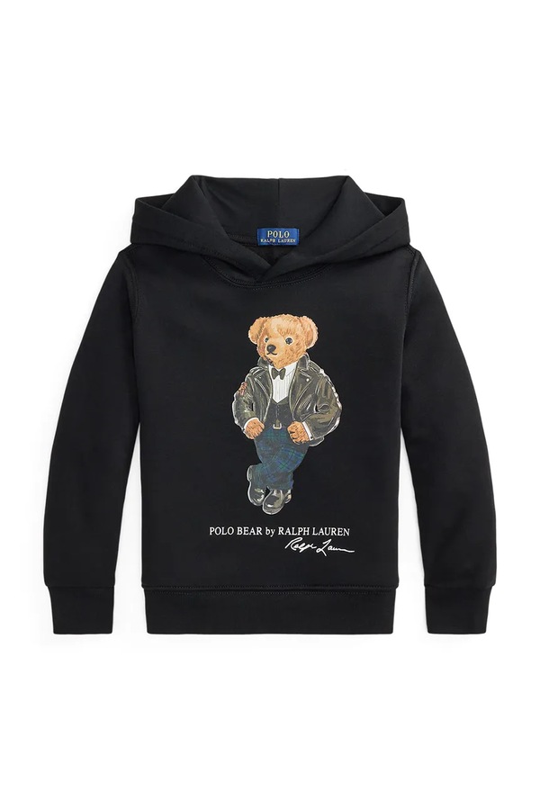 Кофта з капюшоном дитяча з бавовною Polo Ralph Lauren колір чорний фото 2