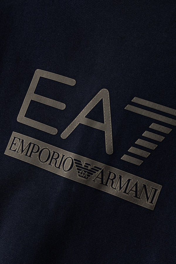 Кофта на застібці з капюшоном дитяча з бавовною EA7 Emporio Armani колір темно-синій фото 3