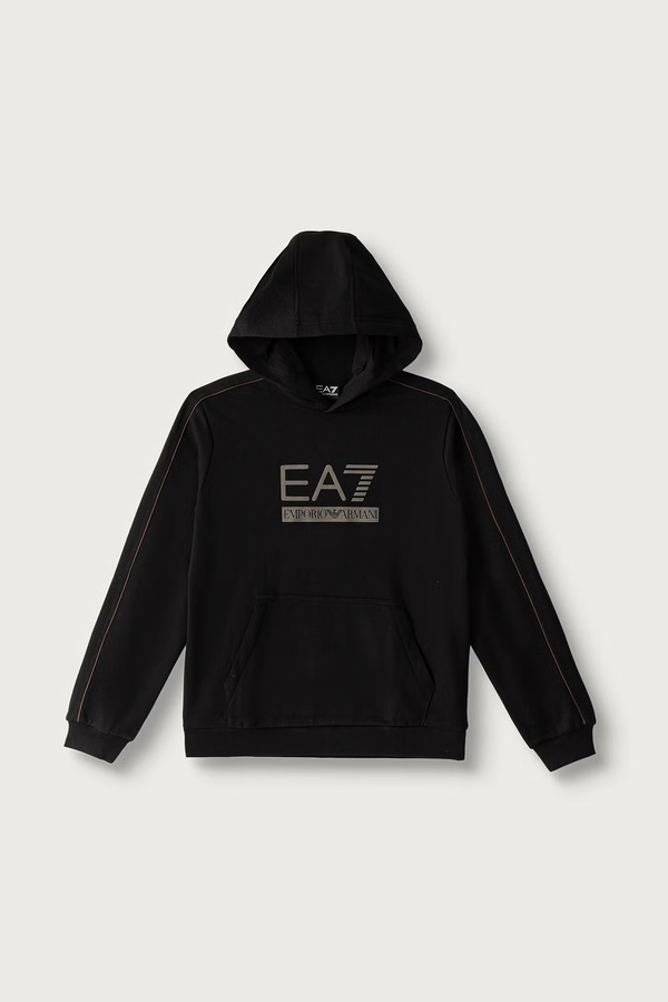 Кофта з капюшоном дитяча з бавовною EA7 Emporio Armani колір чорний
