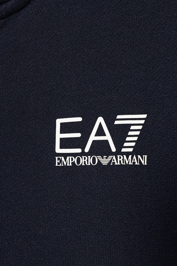 Кофта с капюшоном детская с хлопком EA7 Emporio Armani цвет темно-синий фото 2