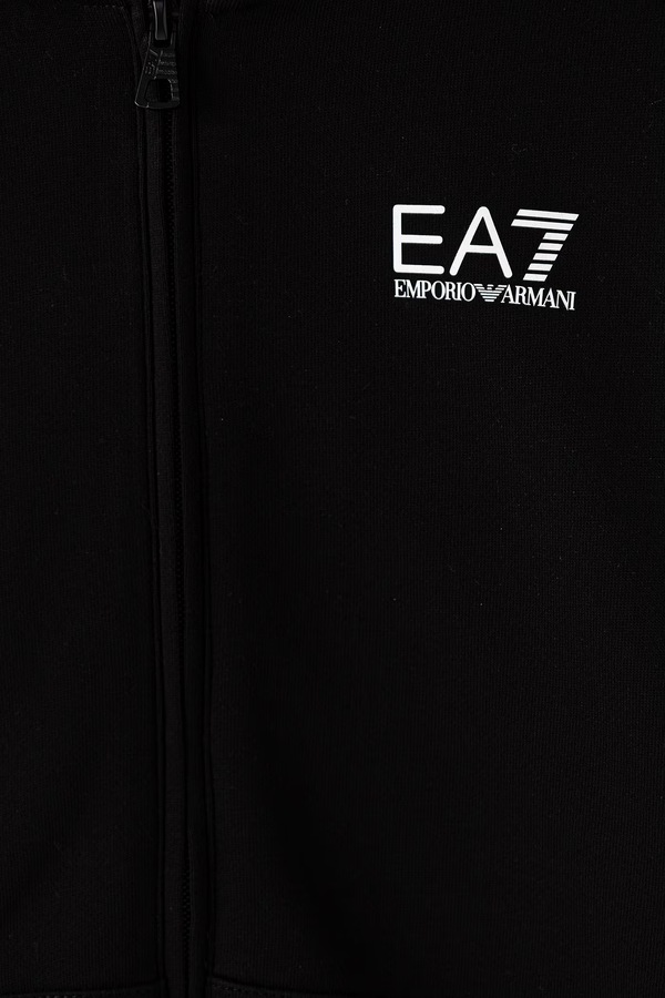 Кофта з капюшоном дитяча з бавовною EA7 Emporio Armani колір чорний фото 2