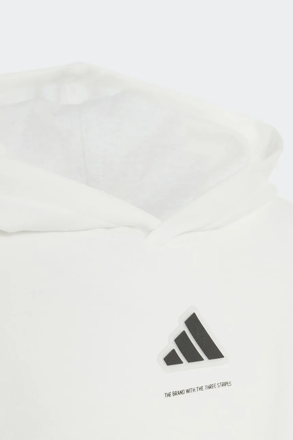 Кофта з капюшоном дитяча з бавовною adidas колір білий фото 2