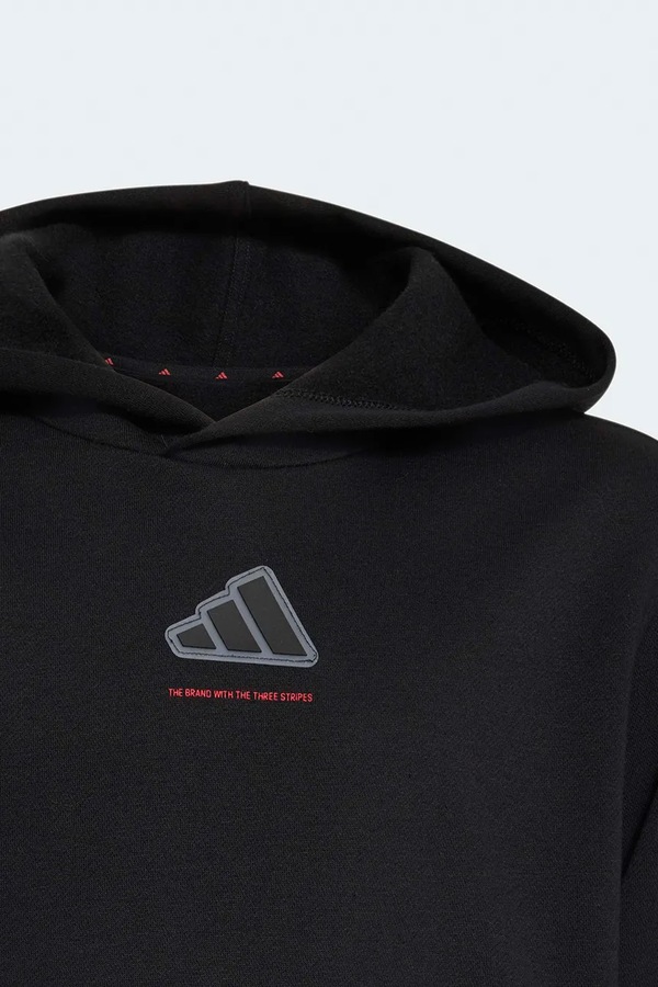 Кофта з капюшоном дитяча з бавовною adidas колір чорний фото 4