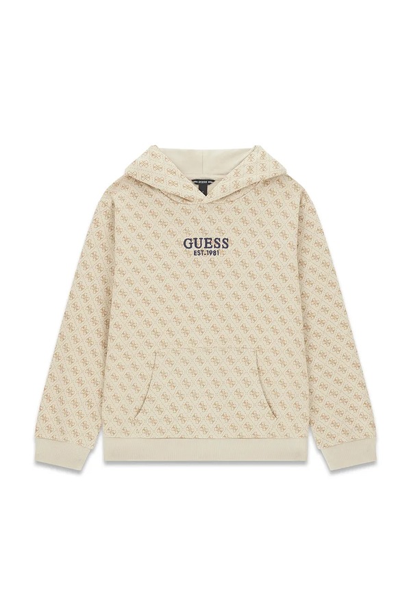 Кофта з капюшоном дитяча бавовняна Guess колір бежевий